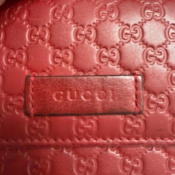 Gucci Red Leather Embossed Wristlet - Picture 3 of 7